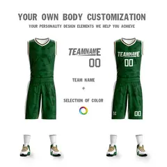 Green White-Yellow Double Side Sets Basketball Jersey 3