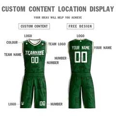 Green White-Yellow Double Side Sets Basketball Jersey 4
