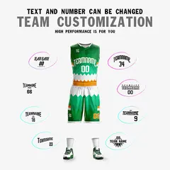 Green White-Yellow Double Side Sets Basketball Jersey 2