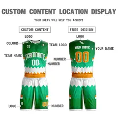 Green White-Yellow Double Side Sets Basketball Jersey 4
