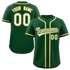 Green White Yellow Full-Button Classic Baseball Jersey