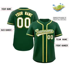 Green White Yellow Full-Button Classic Baseball Jersey 2