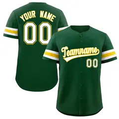 Green White Yellow Full-Button Classic Baseball Jersey