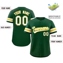 Green White Yellow Full-Button Classic Baseball Jersey 2