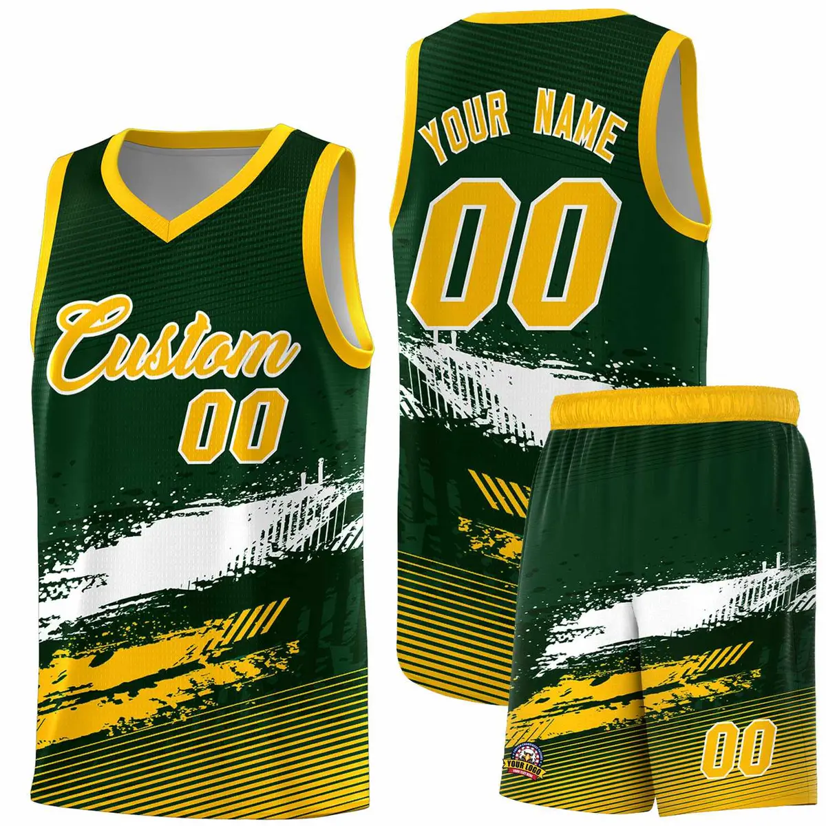Green White Yellow Graffiti Basketball Jersey
