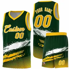 Green White Yellow Graffiti Basketball Jersey 1