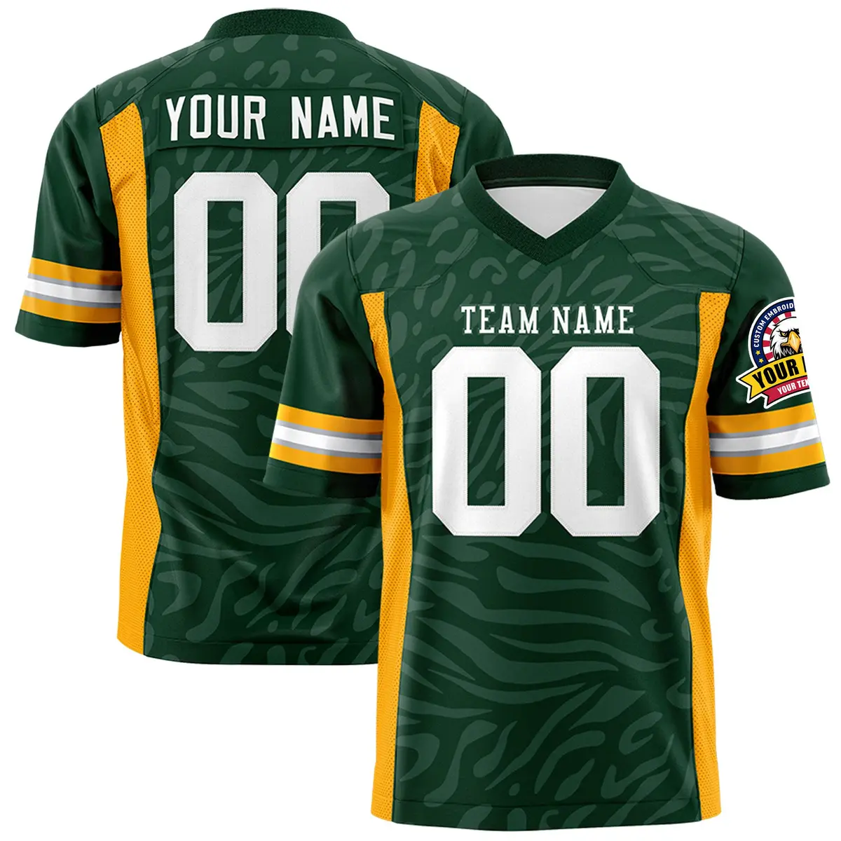 Green White Zebra Stripes Football Jersey