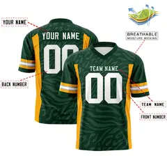 Green White Zebra Stripes Football Jersey 2