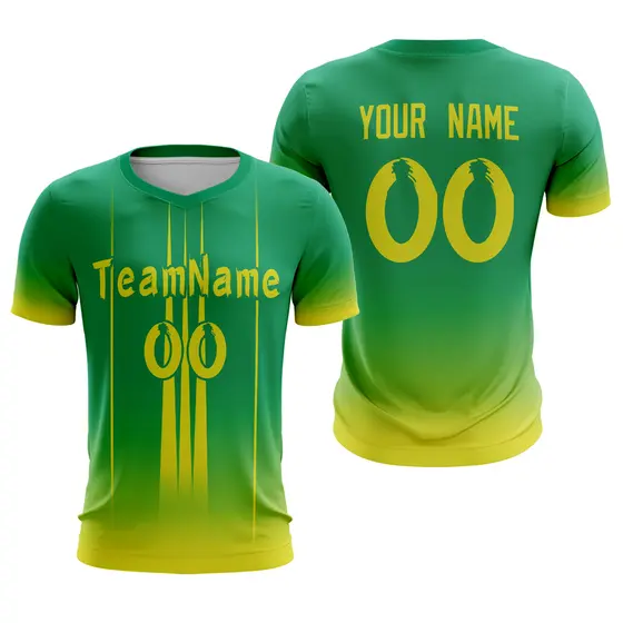 Green Yellow Athletic Sport Soccer Jersey