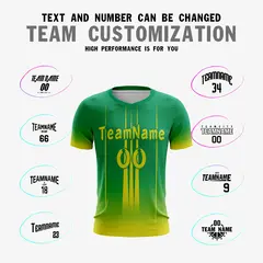 Green Yellow Athletic Sport Soccer Jersey 3
