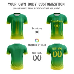 Green Yellow Athletic Sport Soccer Jersey 5