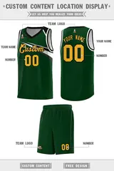 Green Yellow-Black Chest Color Block Basketball Jersey 2