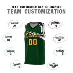 Green Yellow-Black Chest Color Block Basketball Jersey 4