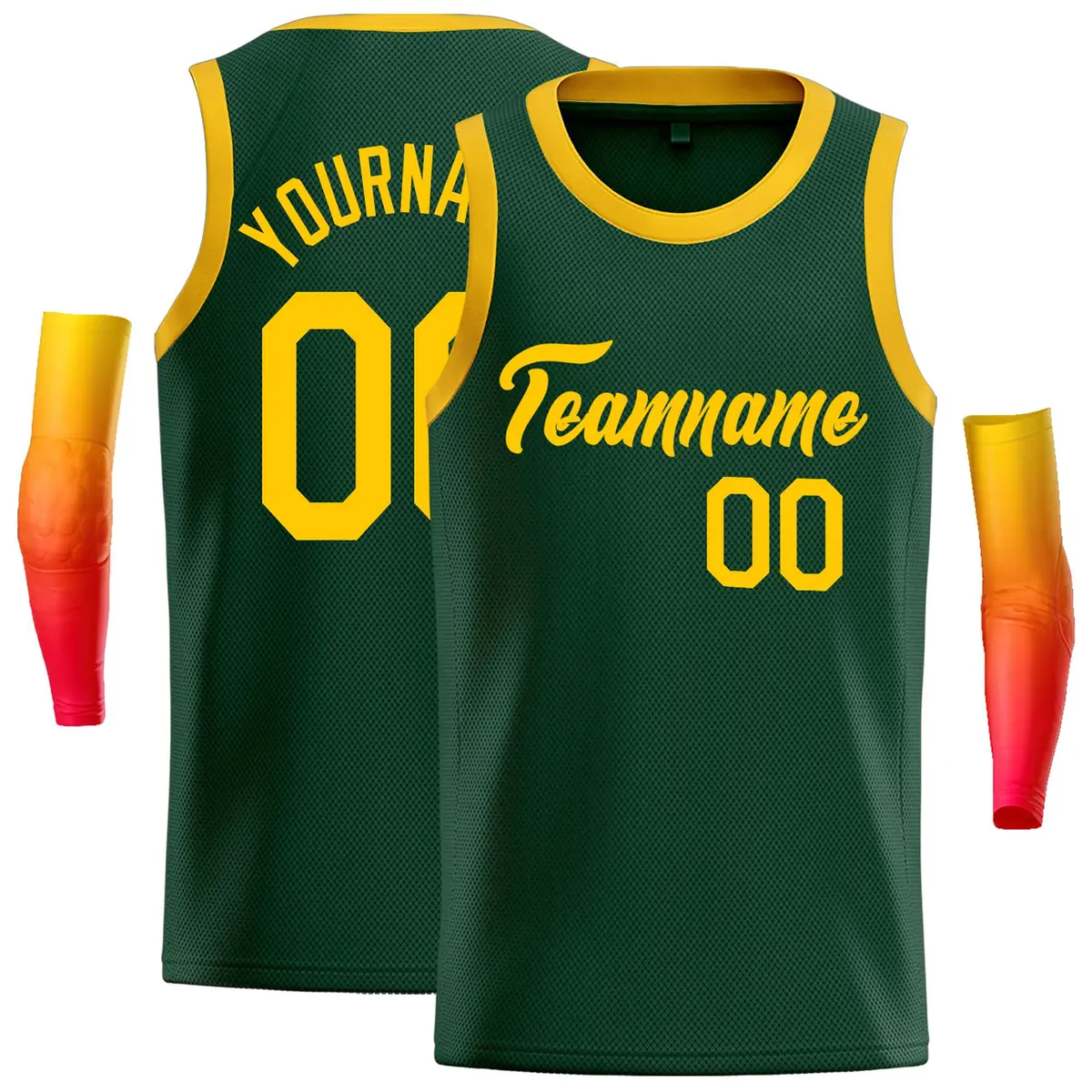 Green Yellow Classic Casual Basketball Jersey