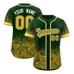 Green Yellow Floral Gradient Full Button Baseball Jersey 1