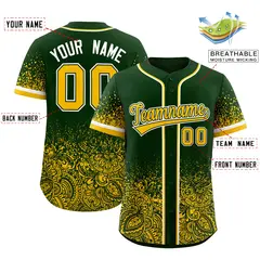 Green Yellow Floral Gradient Full Button Baseball Jersey 2