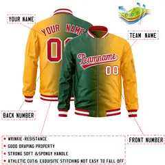 Green Yellow Gradient Letterman Bomber Jacket 2