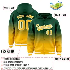 Green Yellow Gradient Letterman Varsity Jacket Hoodie 4