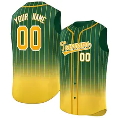 Green Yellow Gradient Stripe Sleeveless Baseball Jersey