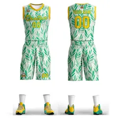 Green Yellow Graffiti Pattern Mesh Basketball Jersey