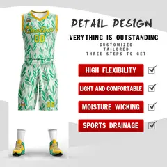 Green Yellow Graffiti Pattern Mesh Basketball Jersey 2