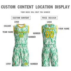 Green Yellow Graffiti Pattern Mesh Basketball Jersey 3
