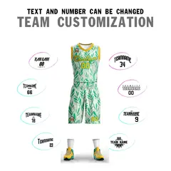 Green Yellow Graffiti Pattern Mesh Basketball Jersey 4