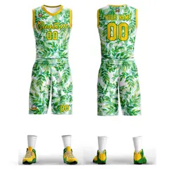 Green Yellow Graffiti Pattern Mesh Basketball Jersey 1