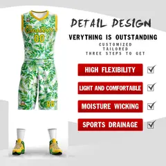 Green Yellow Graffiti Pattern Mesh Basketball Jersey 2