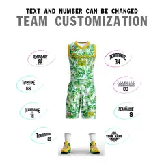 Green Yellow Graffiti Pattern Mesh Basketball Jersey 4