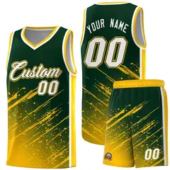 Green Yellow Graffiti Splash Basketball Kits 1