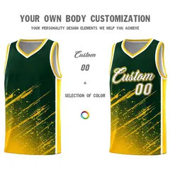 Green Yellow Graffiti Splash Basketball Kits 3