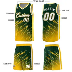Green Yellow Graffiti Splash Basketball Kits 5