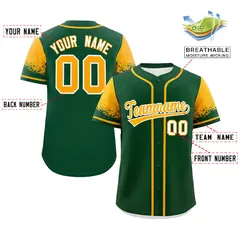 Green Yellow Raglan Sleeve Authentic Baseball Jersey 2