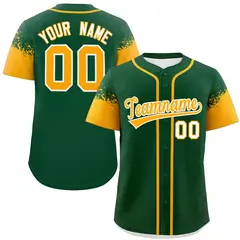 Green Yellow Raglan Sleeve Authentic Baseball Jersey
