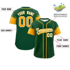 Green Yellow Raglan Sleeve Authentic Baseball Jersey 2