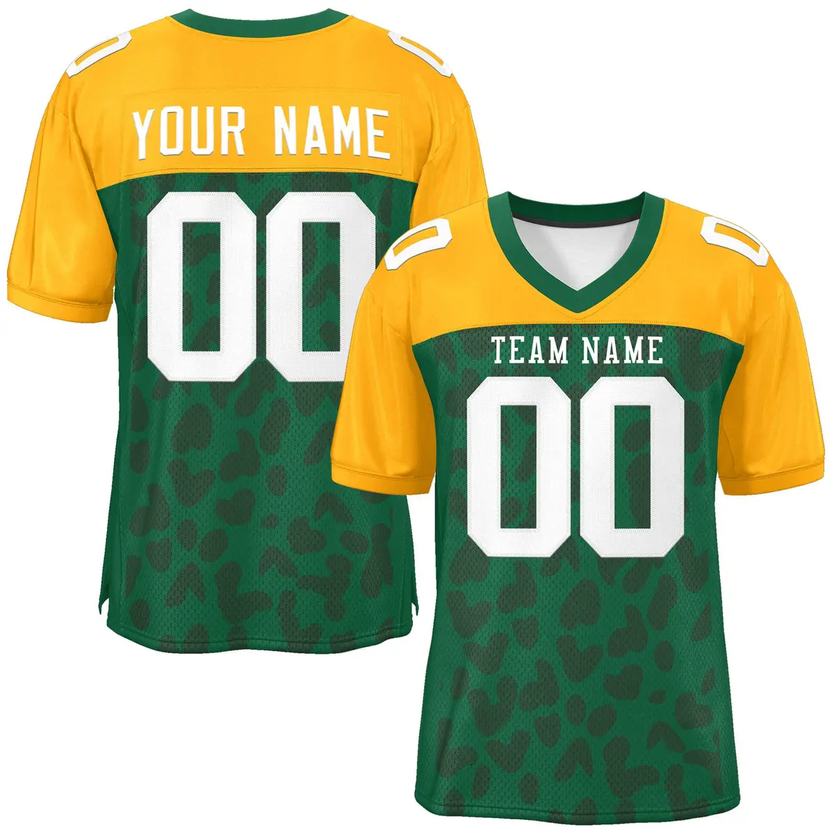 Green Yellow Raglan Sleeves Camo Authentic Football Jersey