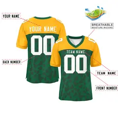 Green Yellow Raglan Sleeves Camo Authentic Football Jersey 2