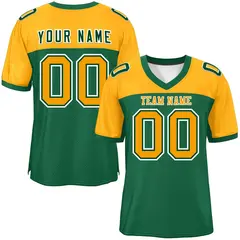 Green-Yellow Raglan Sleeves Football Jersey