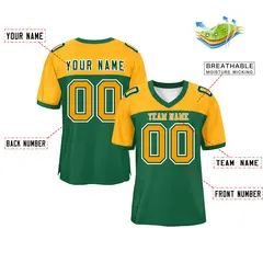 Green-Yellow Raglan Sleeves Football Jersey 2