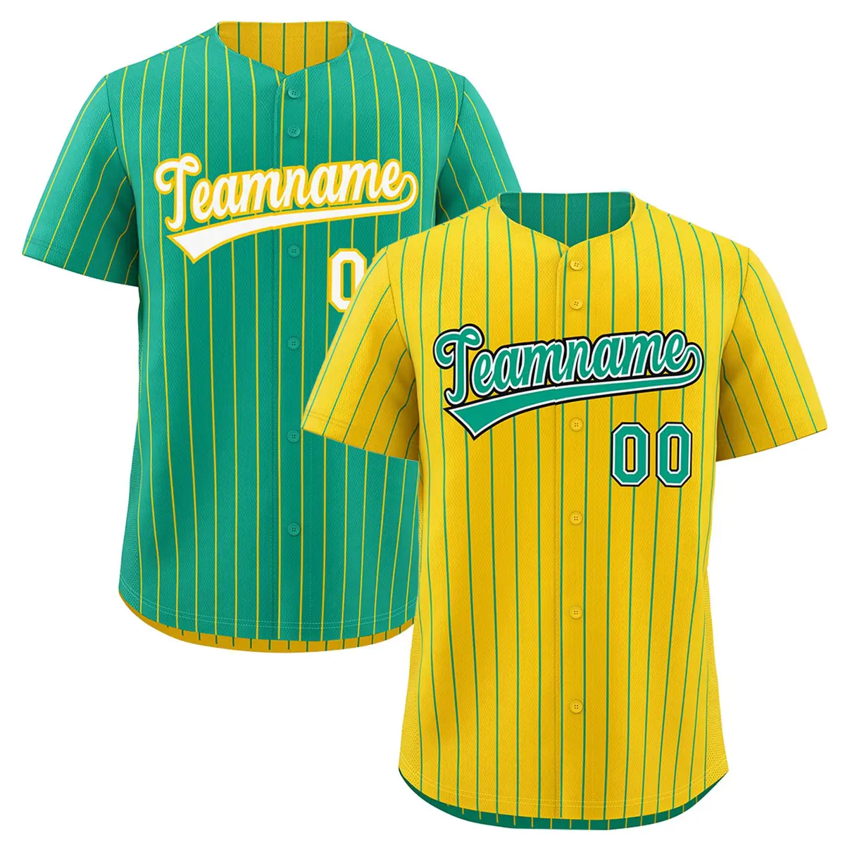 Green Yellow Reversible Stripe Baseball Jersey