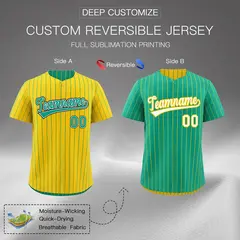 Green Yellow Reversible Stripe Baseball Jersey 2
