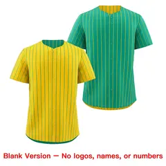 Green Yellow Reversible Stripe Baseball Jersey 8