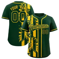 Green Yellow Split Coconut Tree Design Baseball Jersey 1