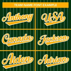 Green Yellow Stripe Full Button Authentic Baseball Jersey 3