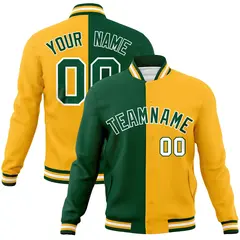 Green Yellow Two Tone Full-Snap Varsity Letterman Jacket