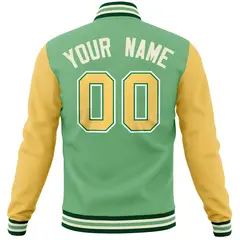 Green Yellow Varsity Raglan Sleeves Letterman Baseball Jacket 6