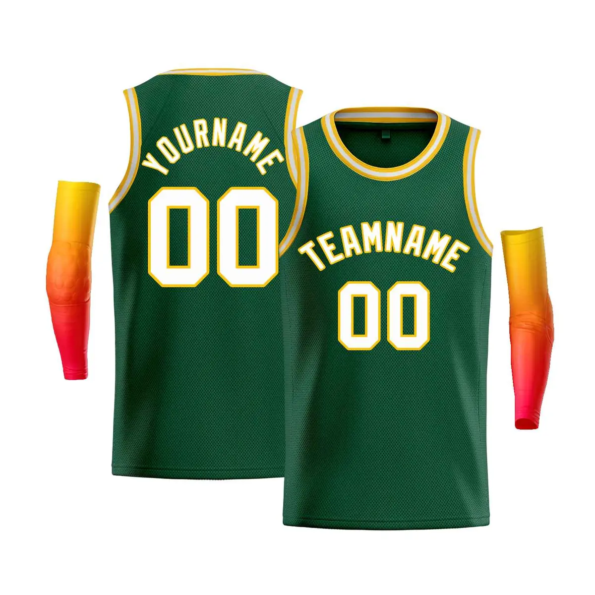 Green Yellow-White Bull Classic Casual Men Basketball Jersey