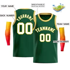 Green Yellow-White Bull Classic Casual Men Basketball Jersey 2