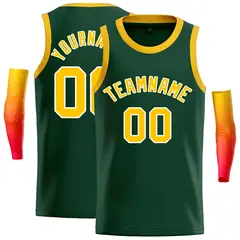 Green Yellow-White Classic Casual Basketball Jersey